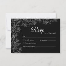Cartão de RSVP de casamento com arte floral em pre
