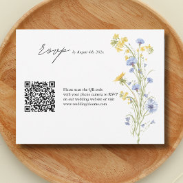Cartão de RSVP de casamento com código QR de flor