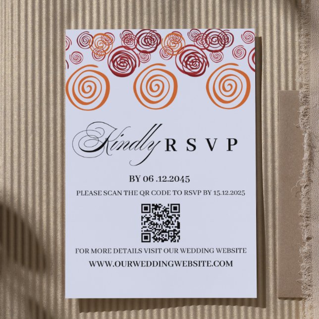 Cartão de RSVP de Casamento com Código QR de Forma (Criador carregado)