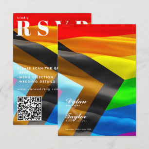Cartão de RSVP de Casamento com Código QR e Tipogr