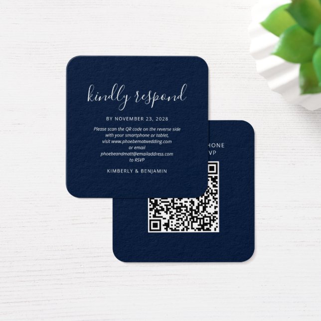 Cartão de RSVP de Casamento com Código QR Elegante (Mesa)