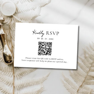 Cartão de RSVP de Casamento com Código QR Minimali