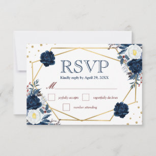 Cartão de RSVP de casamento com flores de inverno