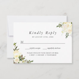 Cartão de RSVP de Casamento com Flores de Verdejan