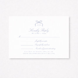 Cartão de RSVP de Casamento com Laço Azul Monogram