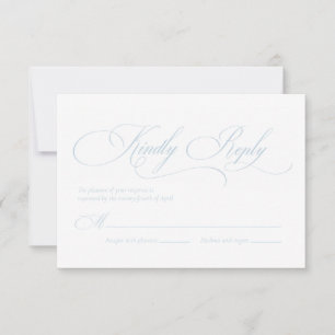 Cartão de RSVP de casamento com monograma azul cla