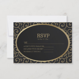 Cartão de RSVP de Casamento com Redemoinhos Pretos