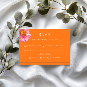 Cartão de RSVP de Casamento Cor Ousada Vivid Vows