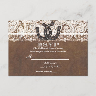 Cartão de RSVP de Casamento Country Rustico de Fer