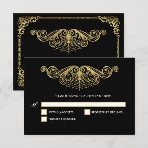 Cartão de RSVP de casamento de Halloween gótico em
