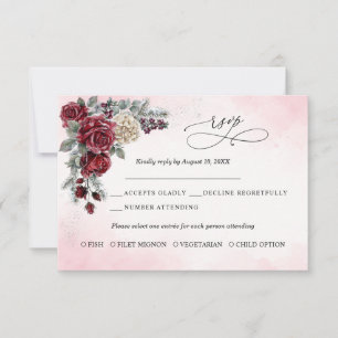 Cartão de RSVP de casamento de inverno Frozen Rose