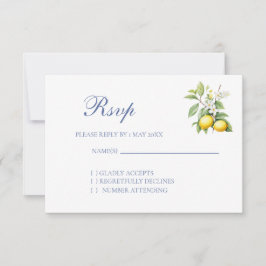 Cartão de RSVP de casamento de limão
