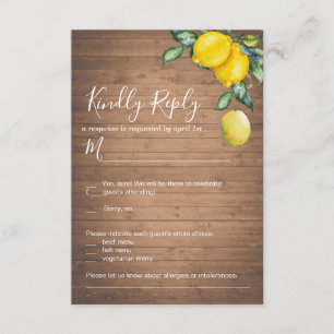 Cartão de RSVP de Casamento de Limões e Madeira