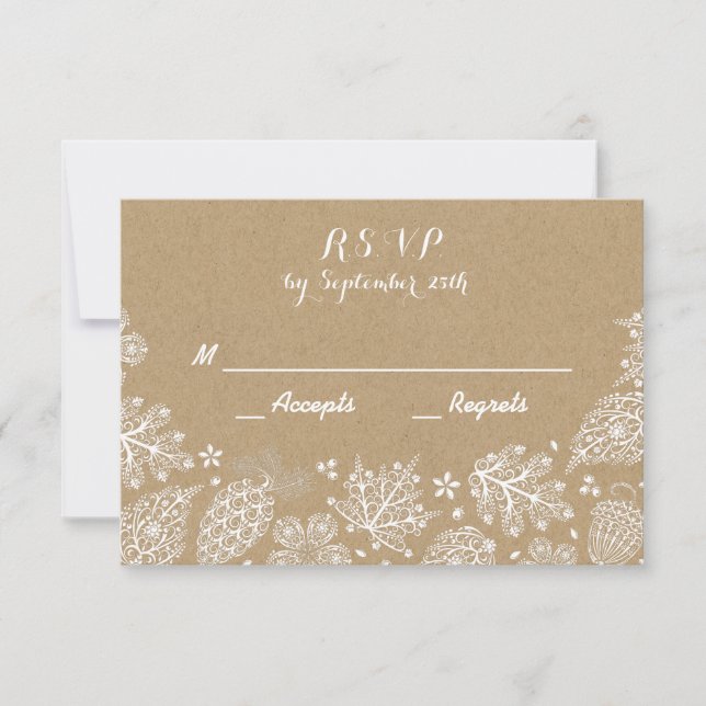 Cartão de RSVP de casamento de outono com folhas r (Frente)