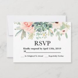 Cartão de RSVP de casamento de suculentas