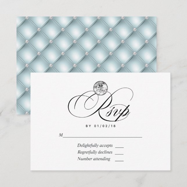 Cartão de RSVP de Casamento Diamante (Frente/Verso)