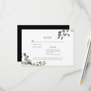 Cartão de RSVP de Casamento Elegante Eucalipto