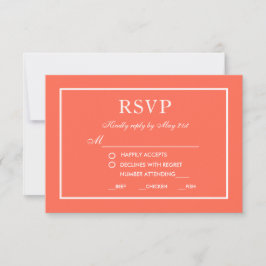 Cartão de RSVP de casamento elegante moderno coral