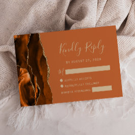 Cartão de RSVP de Casamento em Ágata Laranja Queim