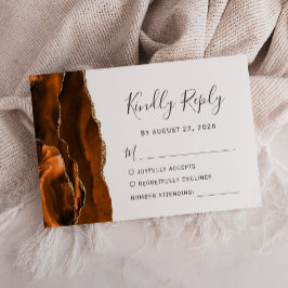 Cartão de RSVP de Casamento em Ágata Laranja Queim