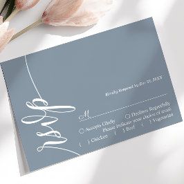 Cartão de RSVP de casamento em azul empoeirado com