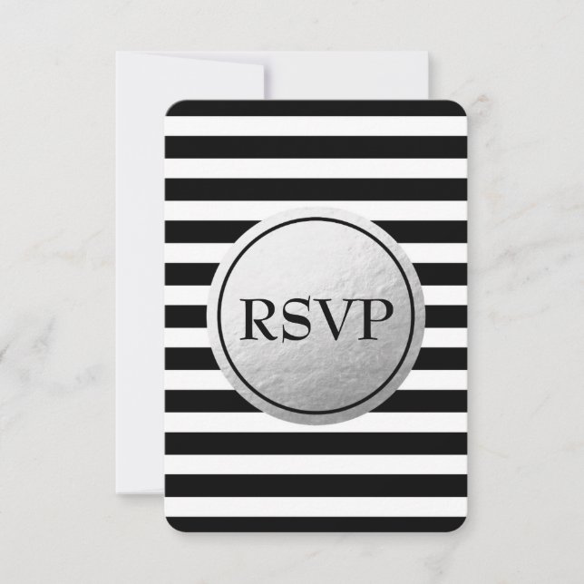 Cartão de RSVP de casamento em folha de prata com  (Frente)