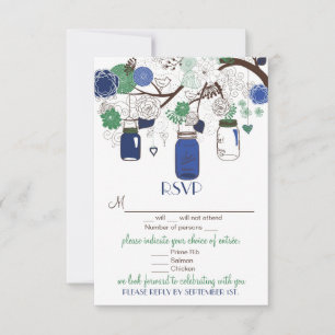 Cartão de RSVP de casamento em jarros de Mason flo