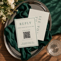 Cartão de RSVP de casamento em marfim com Código Q