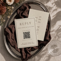 Cartão de RSVP de casamento em marfim com Código Q