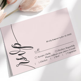 Cartão de RSVP de casamento em rosa corado com cal