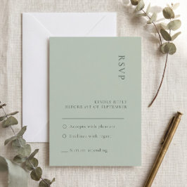 Cartão de RSVP de casamento em verde sálvia simple