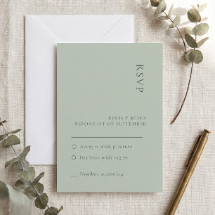 Cartão de RSVP de casamento em verde sálvia simple