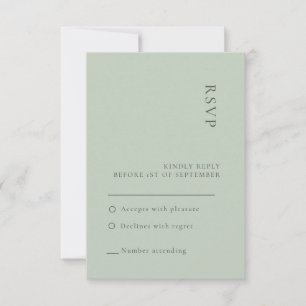 Cartão de RSVP de casamento em verde sálvia simple