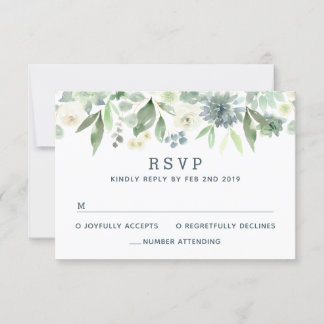 Cartão de RSVP de casamento floral de suculentas e