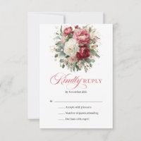 Cartão de RSVP de casamento floral elegante Boho v