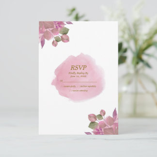 Cartão de RSVP de casamento floral em rosa poeiren