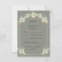 Cartão de RSVP de casamento floral em verde sage e