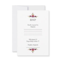 Cartão de RSVP de Casamento Floral Folclórico Pers