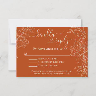 Cartão de RSVP de casamento floral moderno minimal