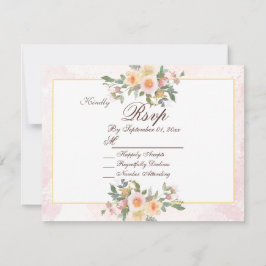 Cartão de RSVP de casamento floral rosa elegante