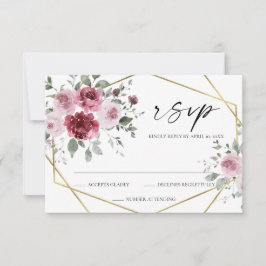 Cartão de RSVP de casamento floral rosa poeirado b