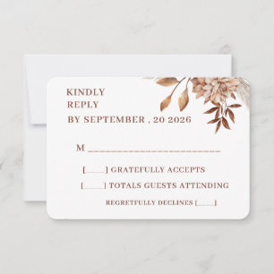 Cartão de RSVP de Casamento Floral Rústico – Elegâ