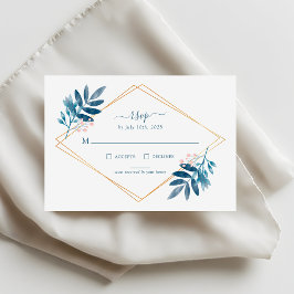 Cartão de RSVP de casamento Geometric Dusty Blue G