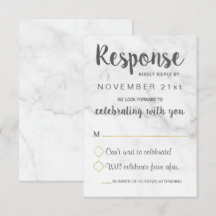 Cartão de RSVP de casamento geométrico de mármore
