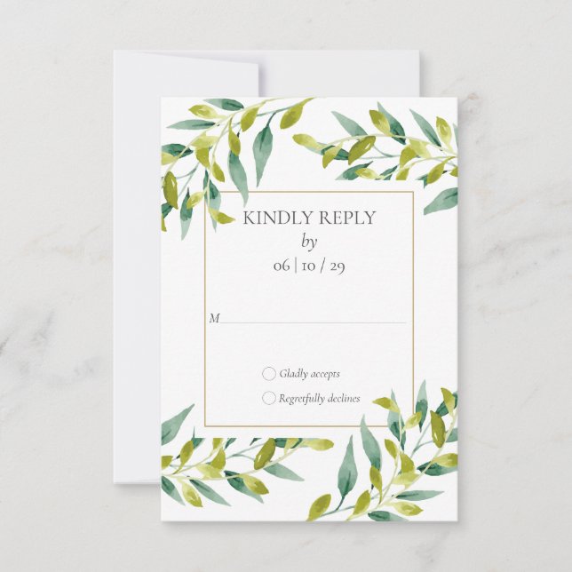 Cartão de RSVP de casamento geométrico dourado com (Frente)
