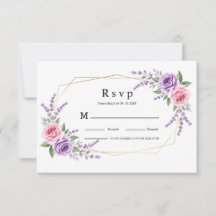 Cartão de RSVP de casamento geométrico rosa lavand