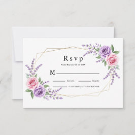 Cartão de RSVP de casamento geométrico rosa lavand