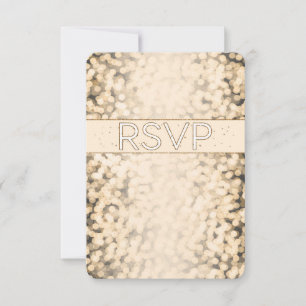 Cartão de RSVP de Casamento Glam com Luzes Brilhan