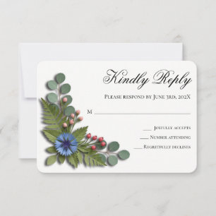 Cartão de RSVP de Casamento Jardim de Flores Silve