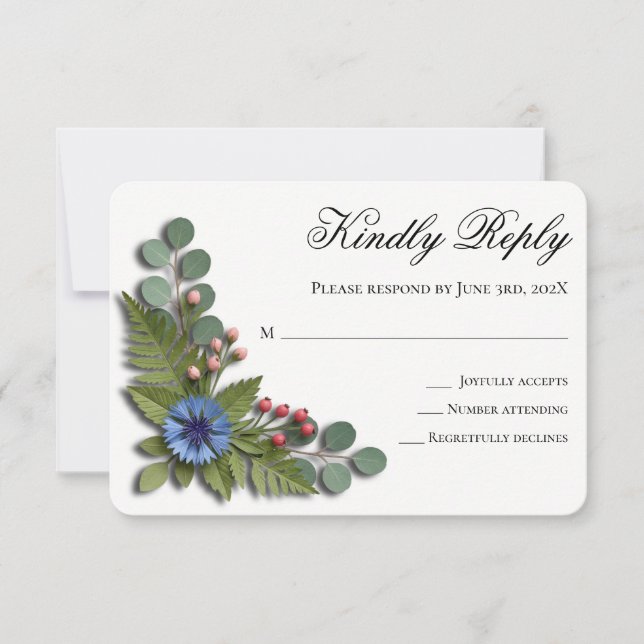 Cartão de RSVP de Casamento Jardim de Flores Silve (Frente)